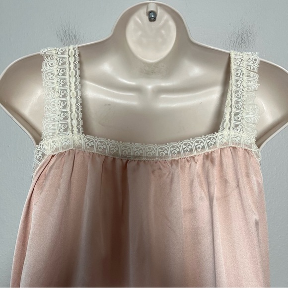 VTG 70s Women Maxi‎ Slip Dress Small Pink Embroidered Cottagecore Royalcore Lace - Picture 8 of 13